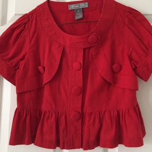 red cotton crop top sz S
